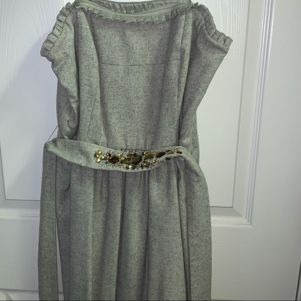 Grey strapless winter dress